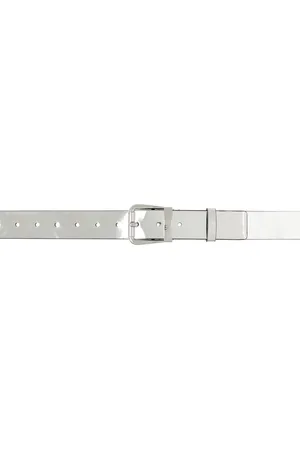 Maison Margiela Ceinture argentée en cuir synthétique verni