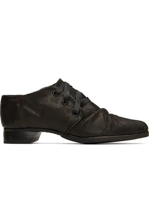 YOHJI YAMAMOTO Derbys noirs à motif graphique imprimé au laser