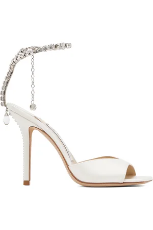 Jimmy Choo Sandales à talon 100 blanches à chaine Saeda