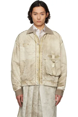 Feng Chen Wang Blouson gris en nylon à effet lavé au sable