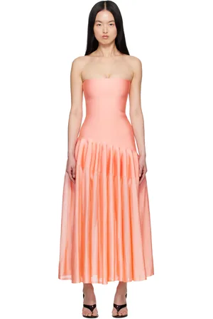 Alaïa Robe longue rose à godets