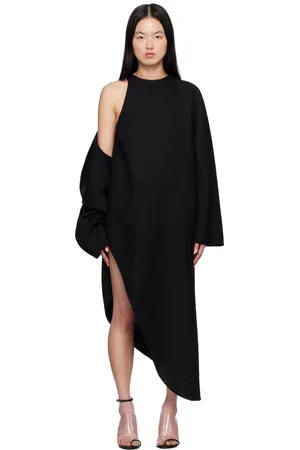 Alaïa Manteau cache-cœur noir en gazar de laine
