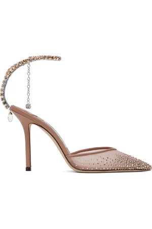 Jimmy Choo Chaussures à talon 100 beiges à chaine Saeda