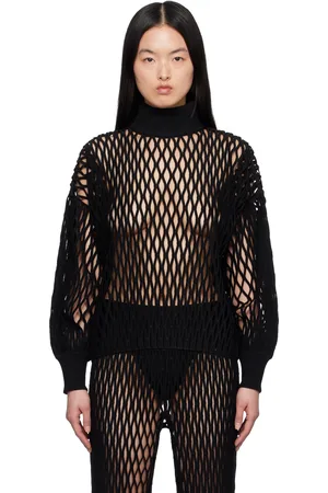 Alaïa Col roulé décontracté noir en macramé