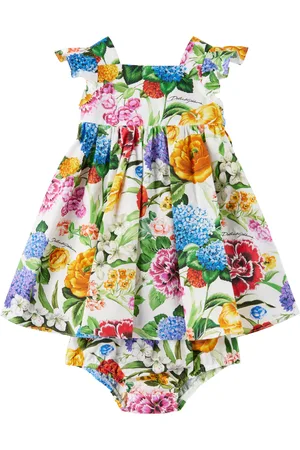Dolce & Gabbana Bébé | Ensemble de robe et culotte bouffante multicolore en popeline à motif fleuri