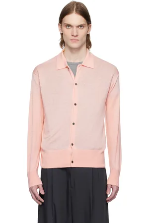 YOKE Cardigan semi-transparent rose en soie et cachemire