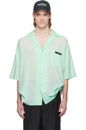 MARTINE ROSE Chemise verte à logo et texte imprimés