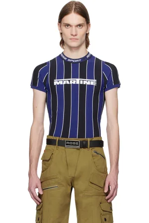 MARTINE ROSE T-shirt ajusté bleu à logos