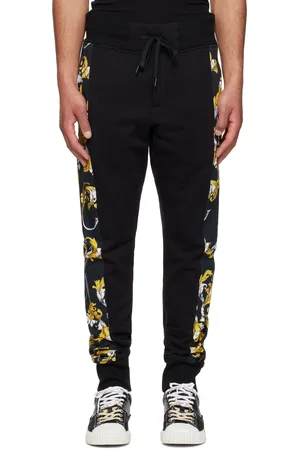 VERSACE Pantalon de survêtement noir à garnitures graphiques