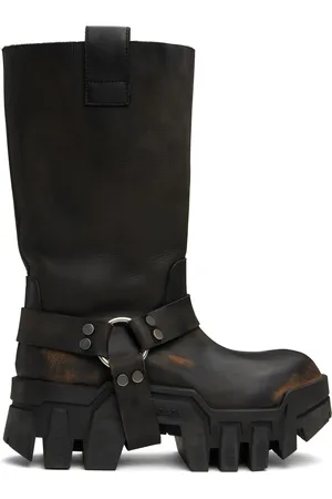 Balenciaga Bottes Bulldozer noires à sangles de style harnais