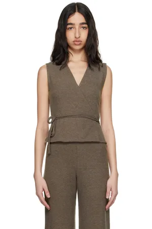 Leset Gilet de style cache-cœur Lauren brun