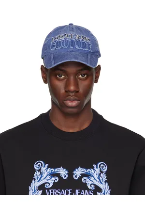 VERSACE Casquette de baseball bleue en denim à logo