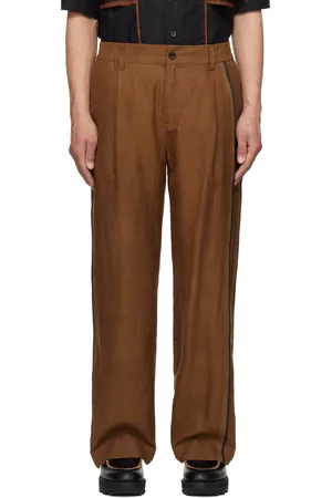 Feng Chen Wang Pantalon brun en soie gommée