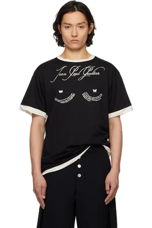 Jean Paul Gaultier T-shirt surdimensionné noir à imprimé de poème de style tatouage