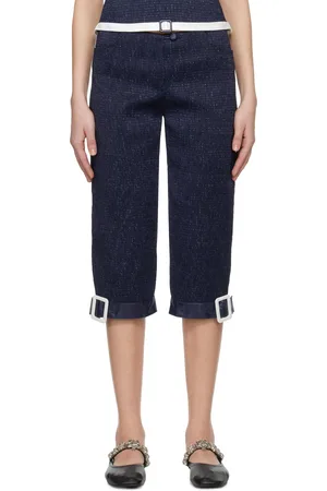 SUPER YAYA Capri bleu à pattes de style ceinture