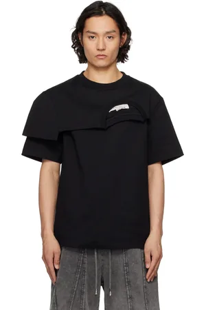 Feng Chen Wang T-shirt noir à col étagé