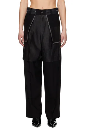 Feng Chen Wang Pantalon déconstruit noir à patchwork