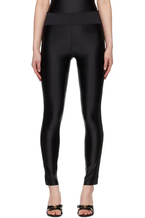 VERSACE Legging noir à garnitures à logos