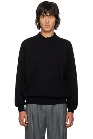 Auralee Polo noir en tricot de laine et cachemire