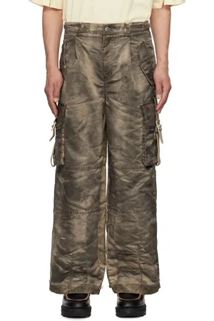 Feng Chen Wang Pantalon cargo lavé au sable gris
