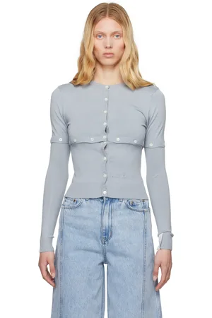 Rokh Cardigan bleu à panneaux boutonnés