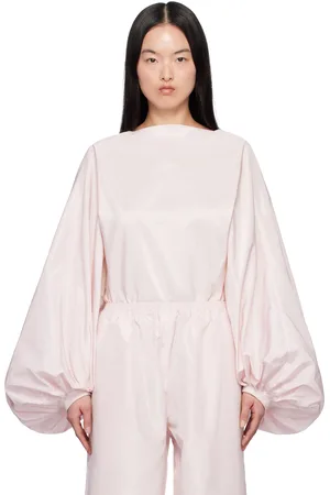 Alaïa Justaucorps rose à manches bouffantes