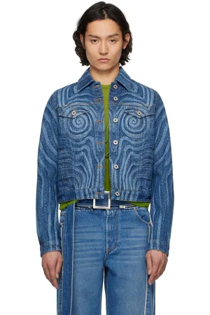 Jean Paul Gaultier Blouson bleu en denim à motif graphique