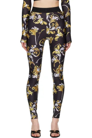 VERSACE Legging noir à motif Outline Barocco