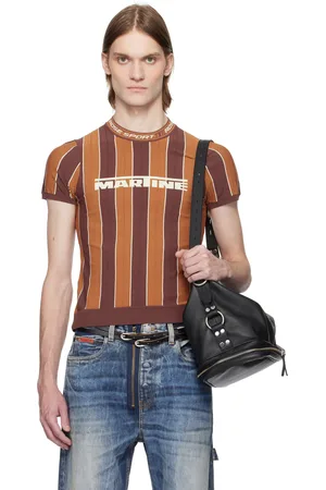 MARTINE ROSE T-shirt ajusté brun à logos