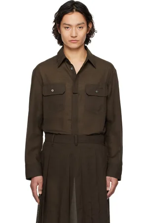 Feng Chen Wang Chemise brune à trois encoches