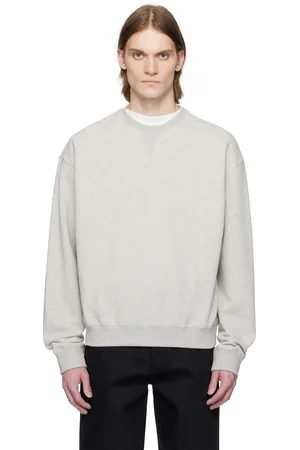 Jil Sander Pull molletonné gris à logo brodé