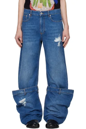 J.W.Anderson Jean bleu à revers prolongés roulés exclusif à SSENSE