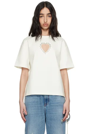 AREA T-shirt décontracté blanc à découpe en forme de cœur