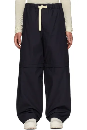 Jil Sander Pantalon bleu marine à ceinture