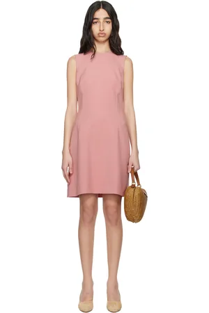 Dolce & Gabbana Robe courte ajustée et évasée rose en crêpe de laine