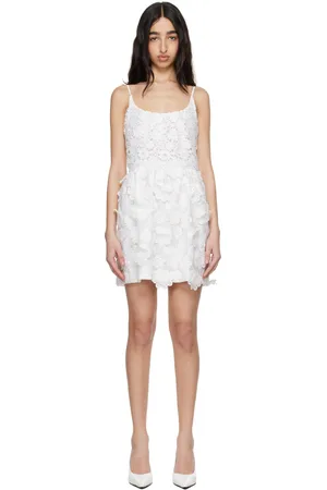 Anna Sui Robe courte blanche à appliqués floraux