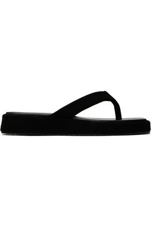 LE 17 SEPTEMBRE Tongs noires en cuir
