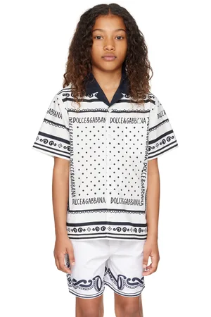 Dolce & Gabbana Enfant | Chemise blanche en popeline à motif cachemire