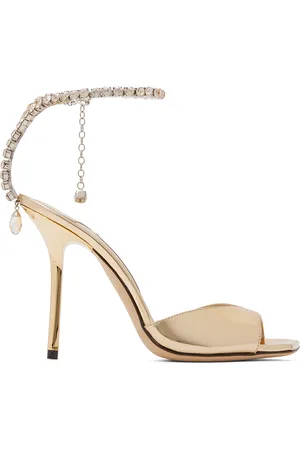 Jimmy Choo Sandales à talon 100 dorées à chaine Saeda