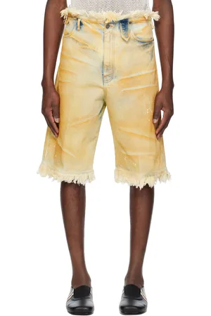 EgonLab Short beige en denim à bords bruts