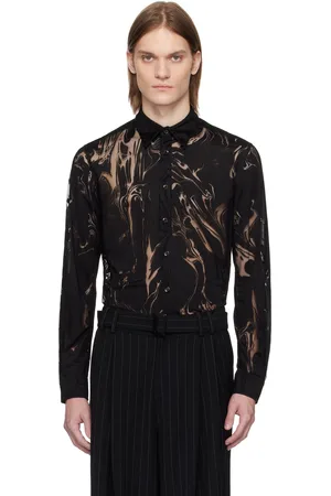 LGN LOUIS GABRIEL NOUCHI Chemise noire à motif graphique et à coupe classique