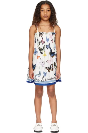 Dolce & Gabbana Enfant | Robe blanche en popeline à motif graphique