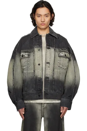 Feng Chen Wang Blouson noir en denim à dégradé