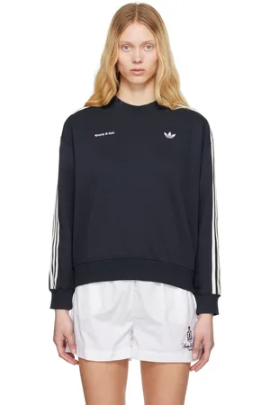 Sporty & Rich Pull de survêtement molletonné bleu marine à col ras du cou édition adidas Originals