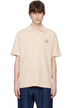 Maison Kitsuné Polo décontracté beige à écusson à logo Bold Fox Head