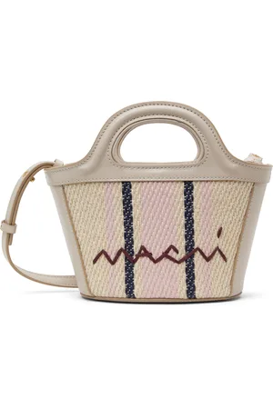 Marni Micro cabas Tropicalia blanc cassé et gris