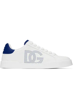 Dolce & Gabbana Baskets légères Strobel Portofino blanc et bleu marine en cuir de veau