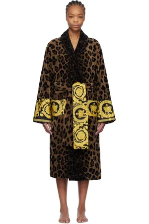 VERSACE Sortie-de-bain brun et noir à motif Wild Barocco