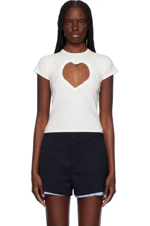 AMBUSH Micro t-shirt blanc à découpe graphique