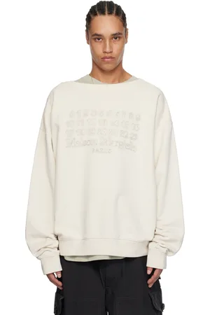 Maison Margiela Pull molletonné beige à logo brodé